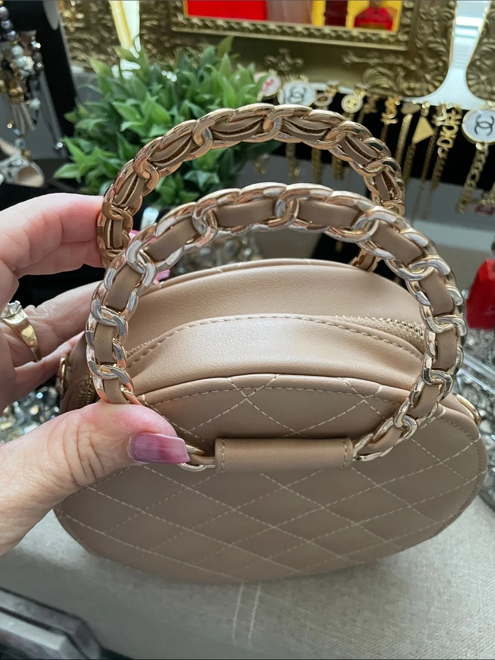 ✨Faux-Leather Quilted Crossbody Bag in Nude Pink✨NWT
